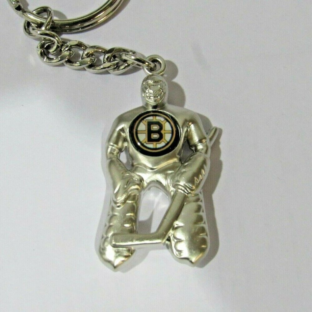 Boston Bruins Hockey Player Key Chain with Logo